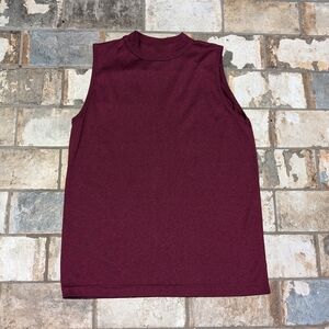 Simply Basic Small Maroon Sleeveless Turtleneck Top Mock Neck Burgundy S